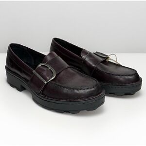 NEW Born Women Size 6 Burgundy Brown Leather Contessa Slip On Loafer Shoe Buckle